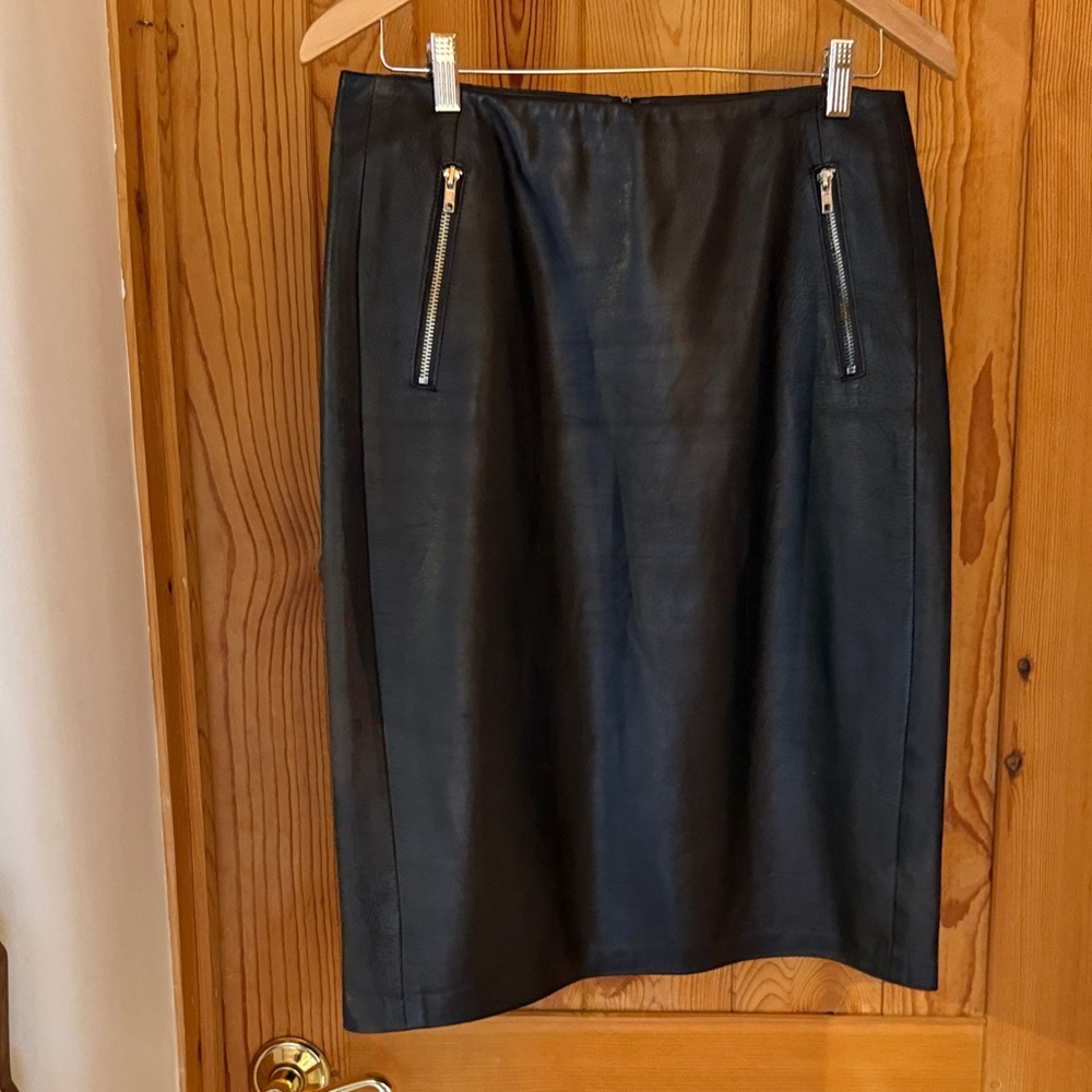 KORS Dark Brown Leather Pencil Skirt